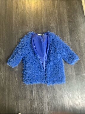 Kids Vibrant Royal Blue Faux Fur Jacket
